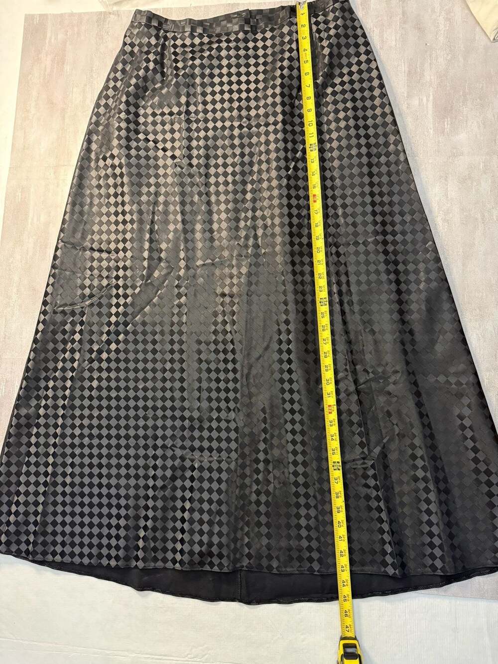 JS Collections Woman Black Checkered‎ Satin Maxi Skirt